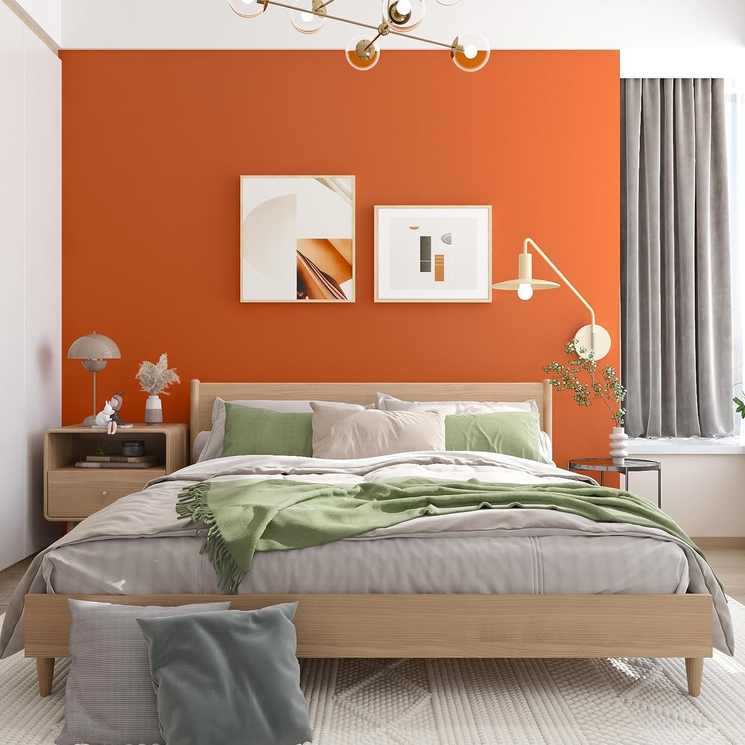 Papel tapiz autoadhesivo color naranja de 18 x 197 pulgadas, fácil de aplicar, papel tapiz para despegar y pegar, papel tapiz para reformar la mesa