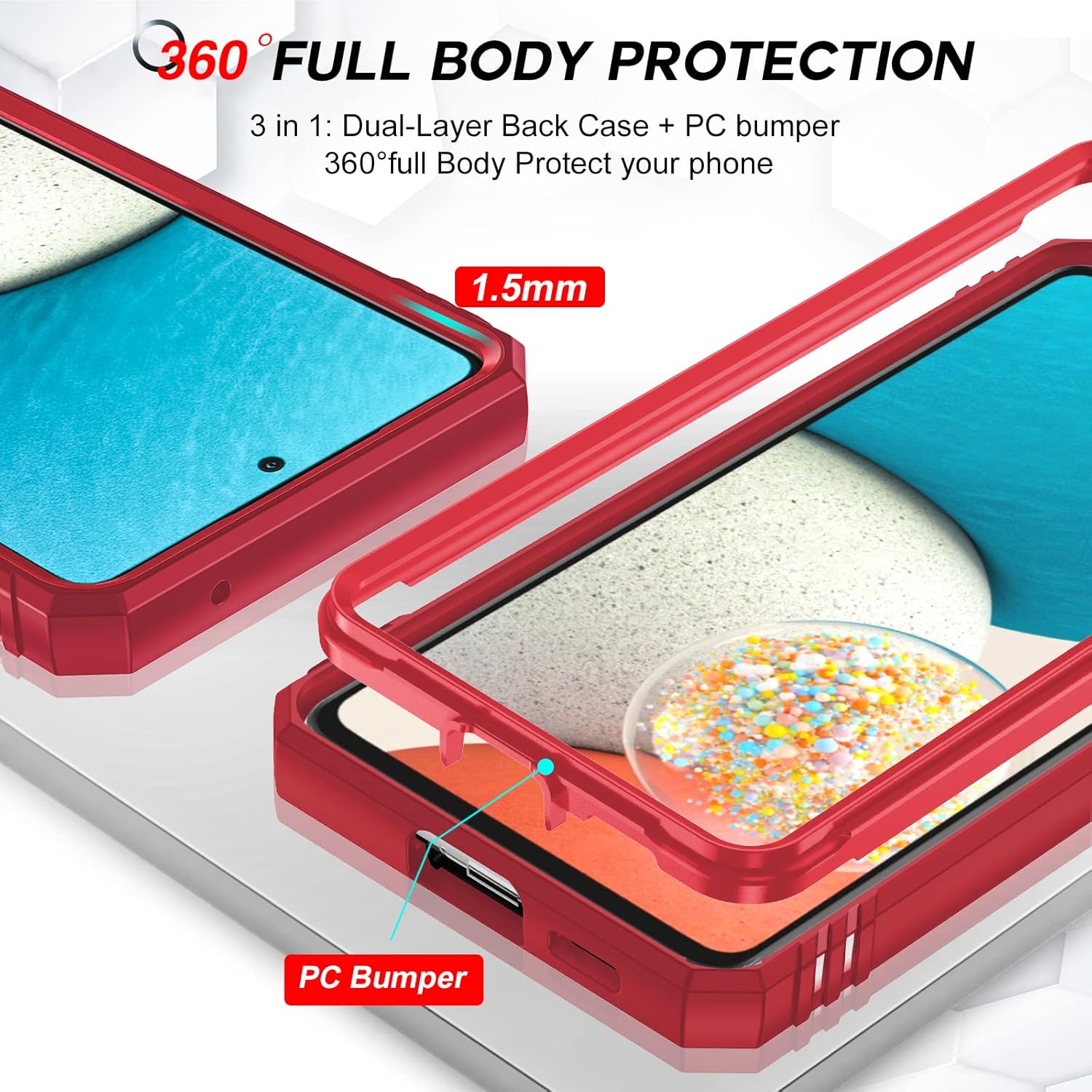 LeYi Funda para Samsung A53 5G Galaxy A53 5G con cubierta deslizante para cámara + 2 paquetes protector de pantalla, funda protectora de cuerpo