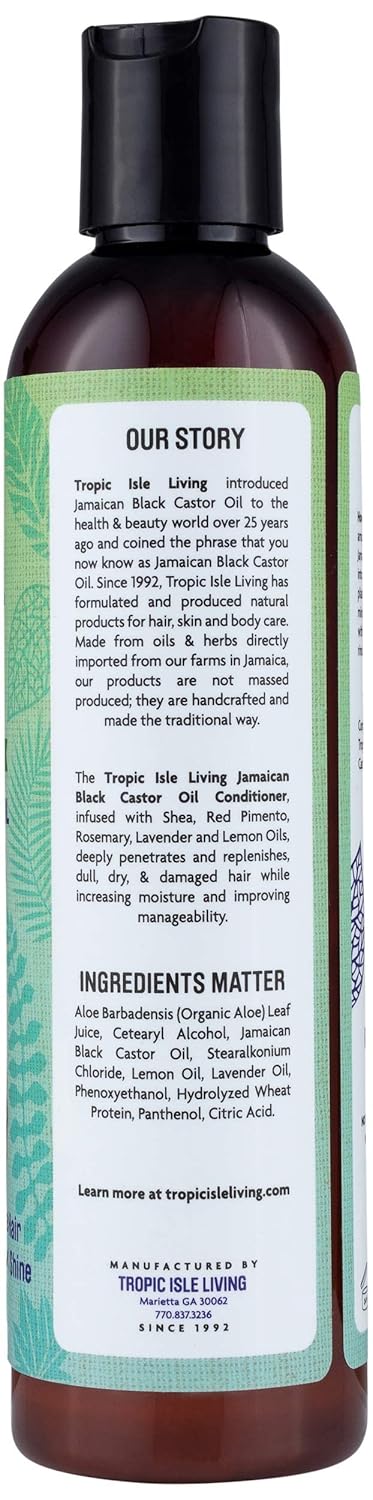 Tropic Isle Living Acondicionador de aceite de ricino negro jamaicano 8 oz
