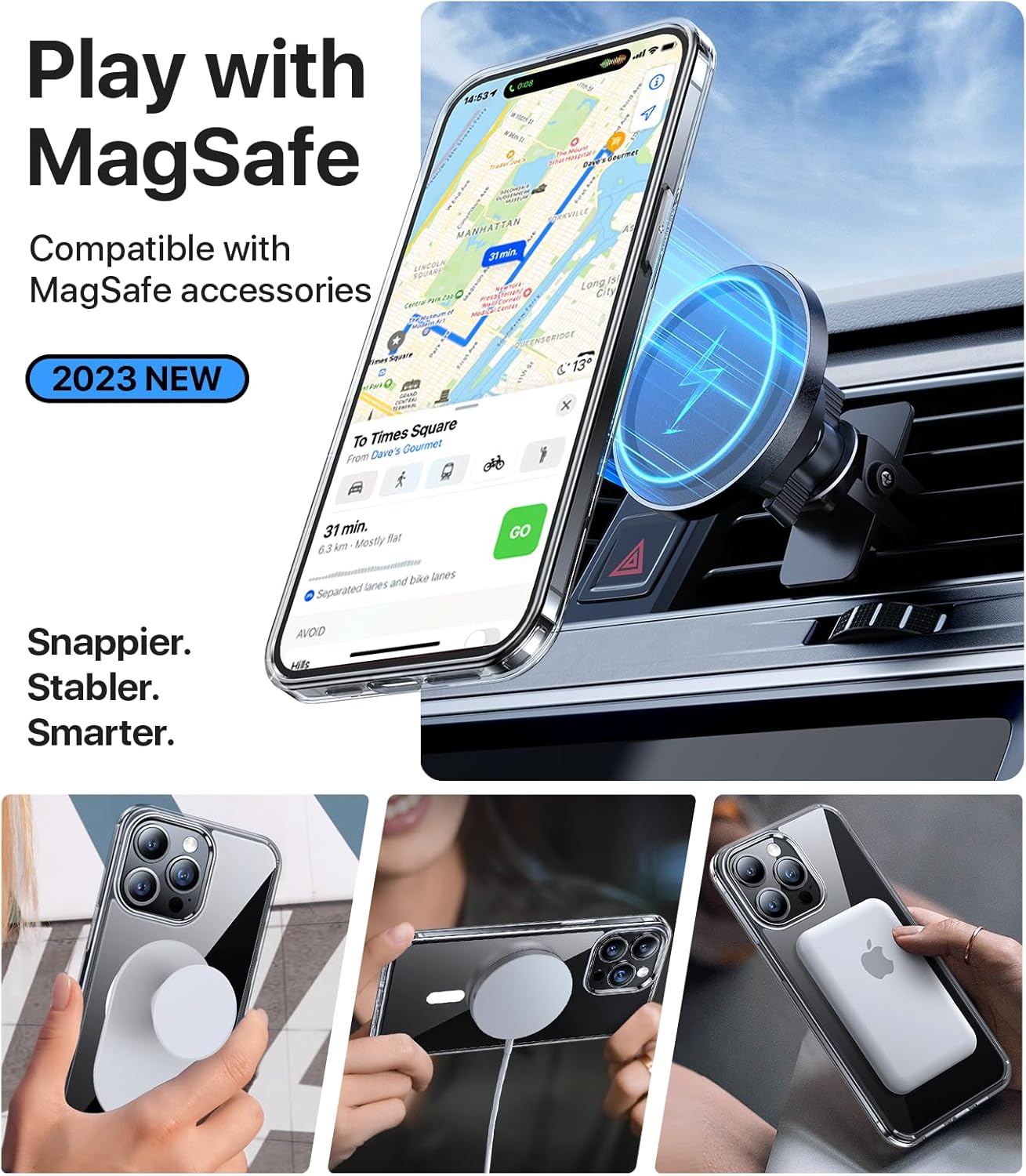 Funda magnética para iPhone 12 Pro Max, nunca amarilla compatible con MagSafe Protección militar contra caídas de 10 pies, a prueba de golpes,