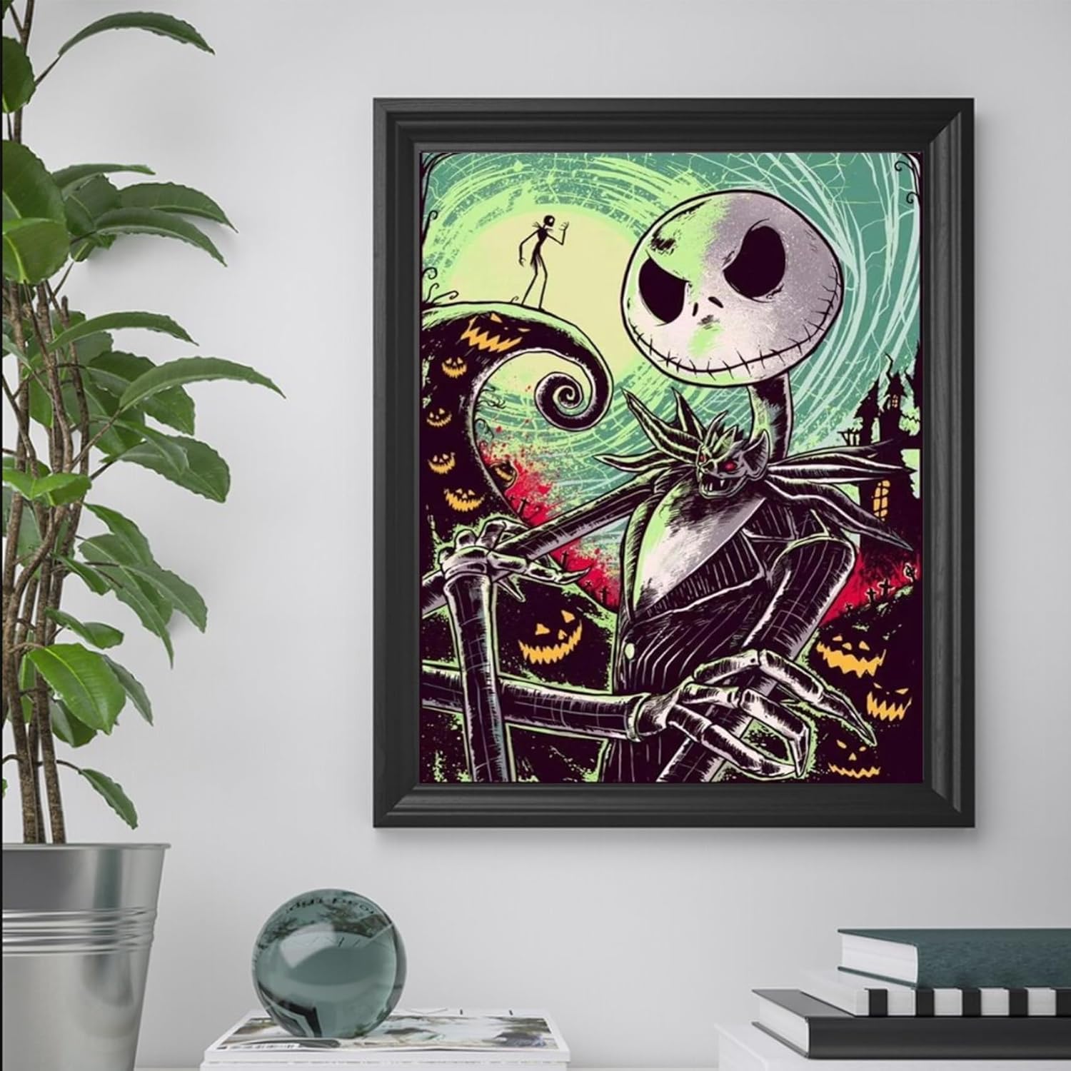 uohqhi Kit de pintura de diamantes de Halloween 5D para adultos, kits de pintura de gemas con diamantes redondos, taladro completo para decoración