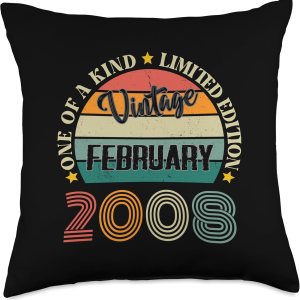 16 Year Old Vintage February 2008 16th Birthday Retro Throw Pillow, 18×18, Multicolor 16 Year Old Vintage February 2008 16th Birthday Retro Throw Pillow, 18×18, Multicolor