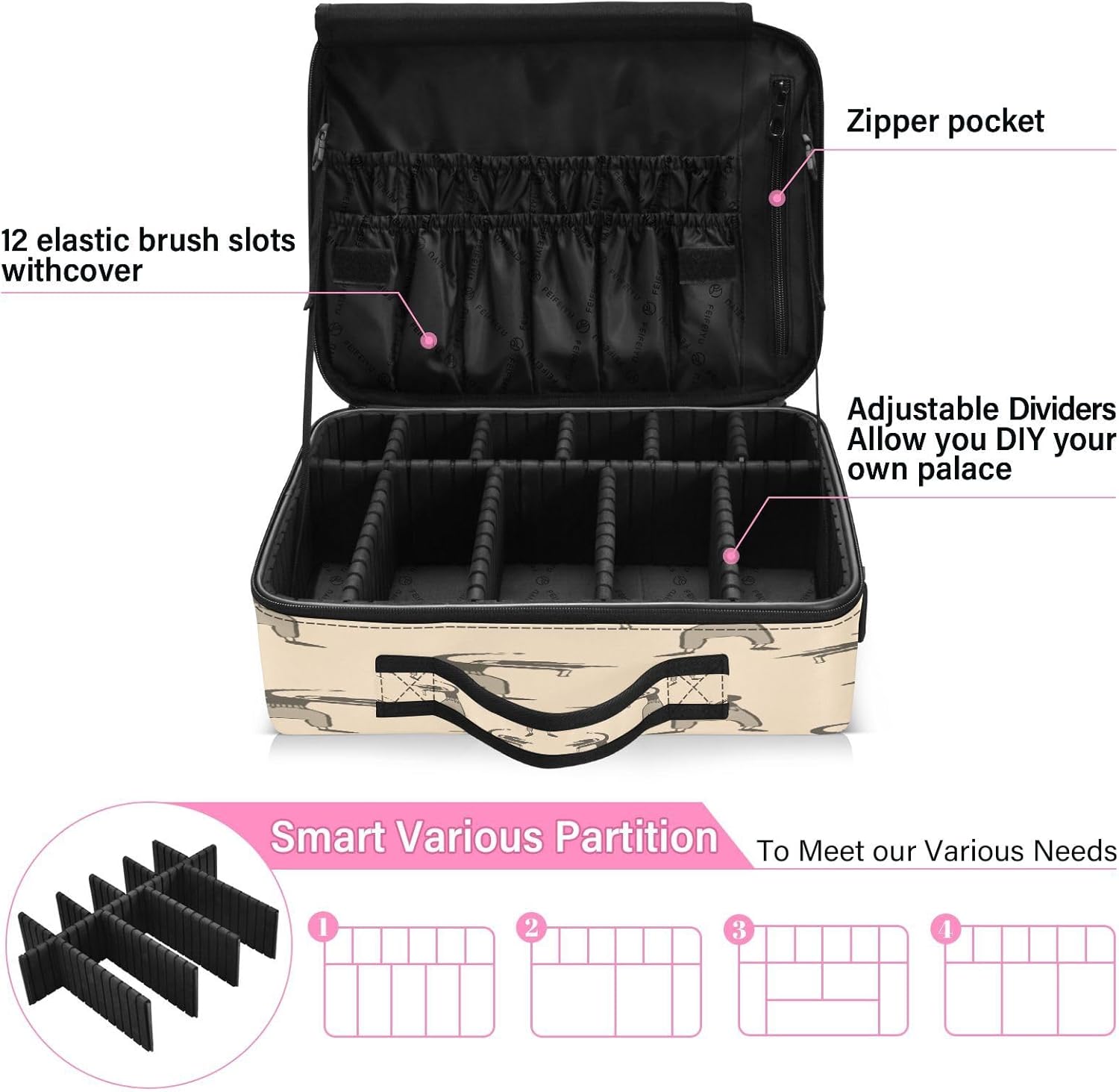 Girls Fashion Gray professional cosmetic travel case for toiletries women make up bag organizator makeup bags women bolso para guardar cosmeticos