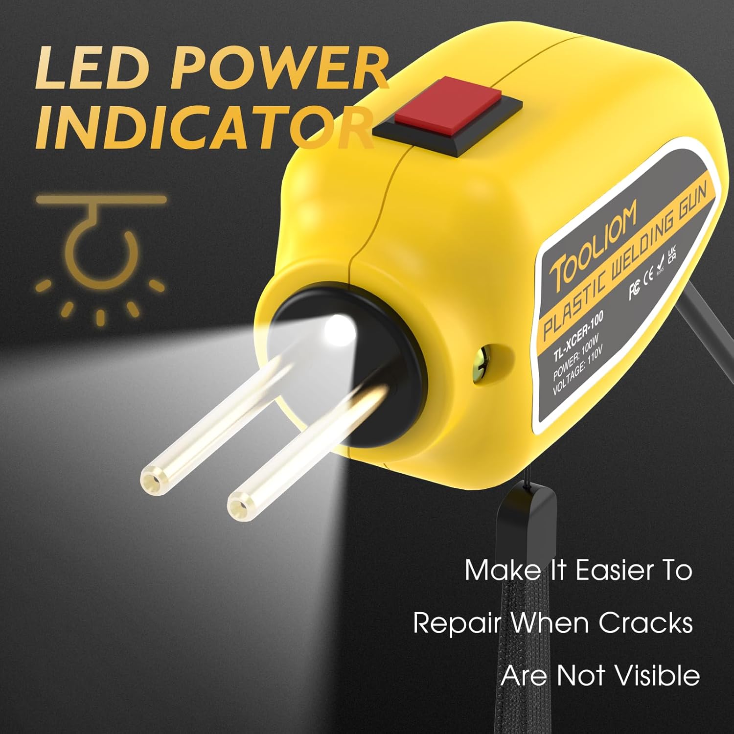 TOOLIOM Kit de reparación de plástico portátil de 100 W, soldador de plástico de 100 W, kit de soldadura de plástico de 110 V con 200 grapas de