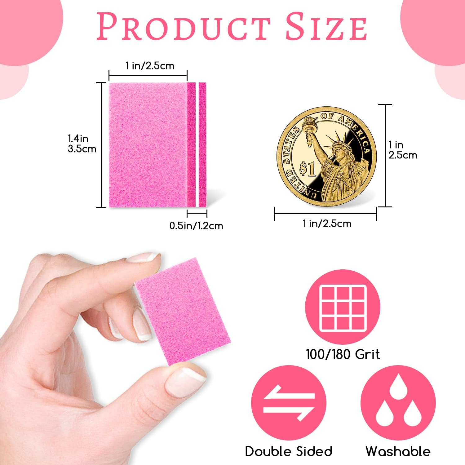50 mini pulidores de uñas, grano 100180 a granel para uñas naturales y esmalte de gel, pulido de uñas, juego portátil de doble cara para pulir y