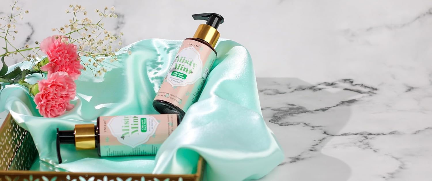 Unisaif Misty Mint Green Tea Face Wash – Lavado facial de árbol de té para piel seca con menta  Lavado facial natural para la prevención del acné