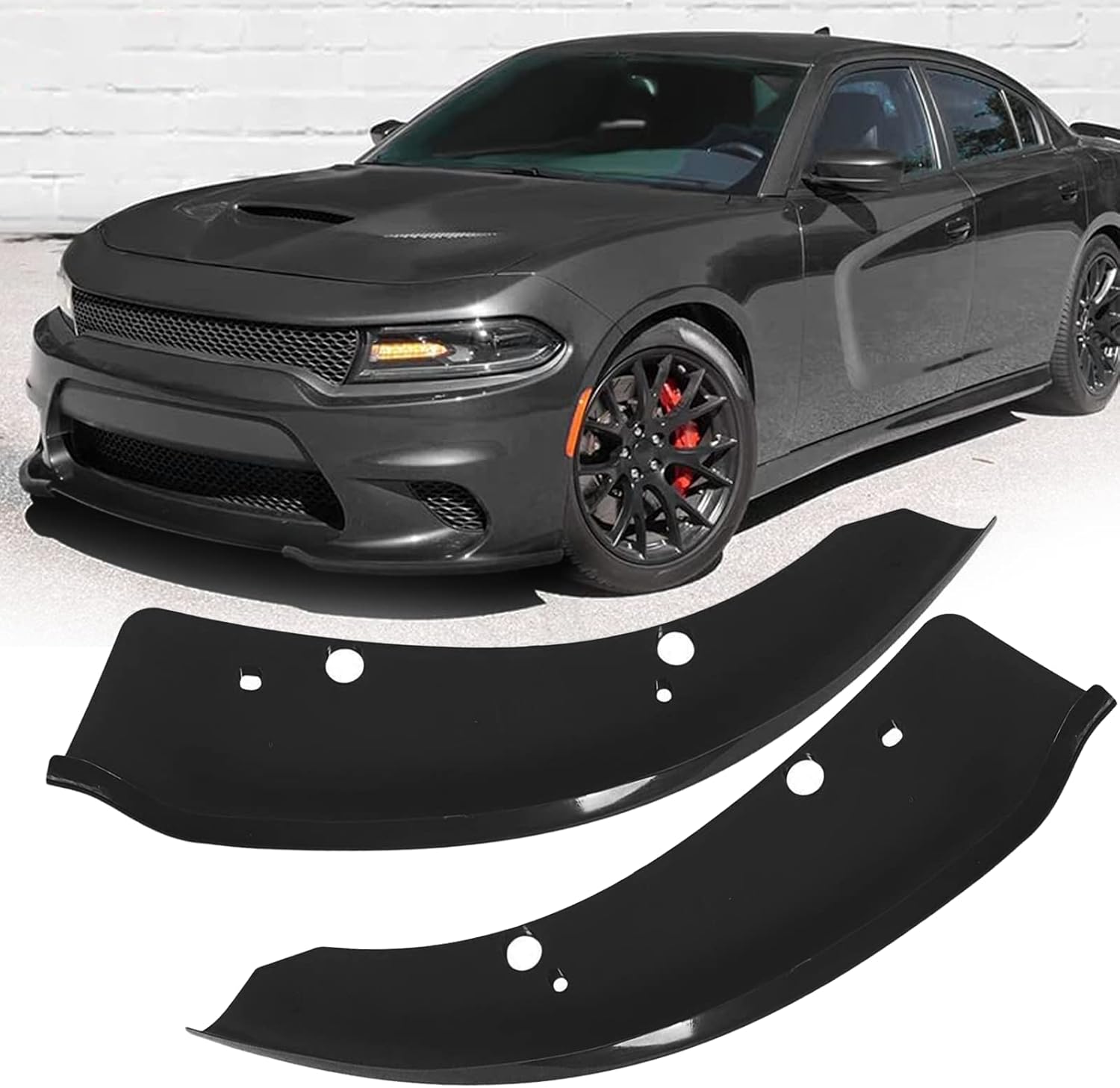 Protector de parachoques delantero compatible con Dodge Charger HellcatSRT 392  Scat PackRT Scat PackGTRT 2015-2021, negro, paquete de 2