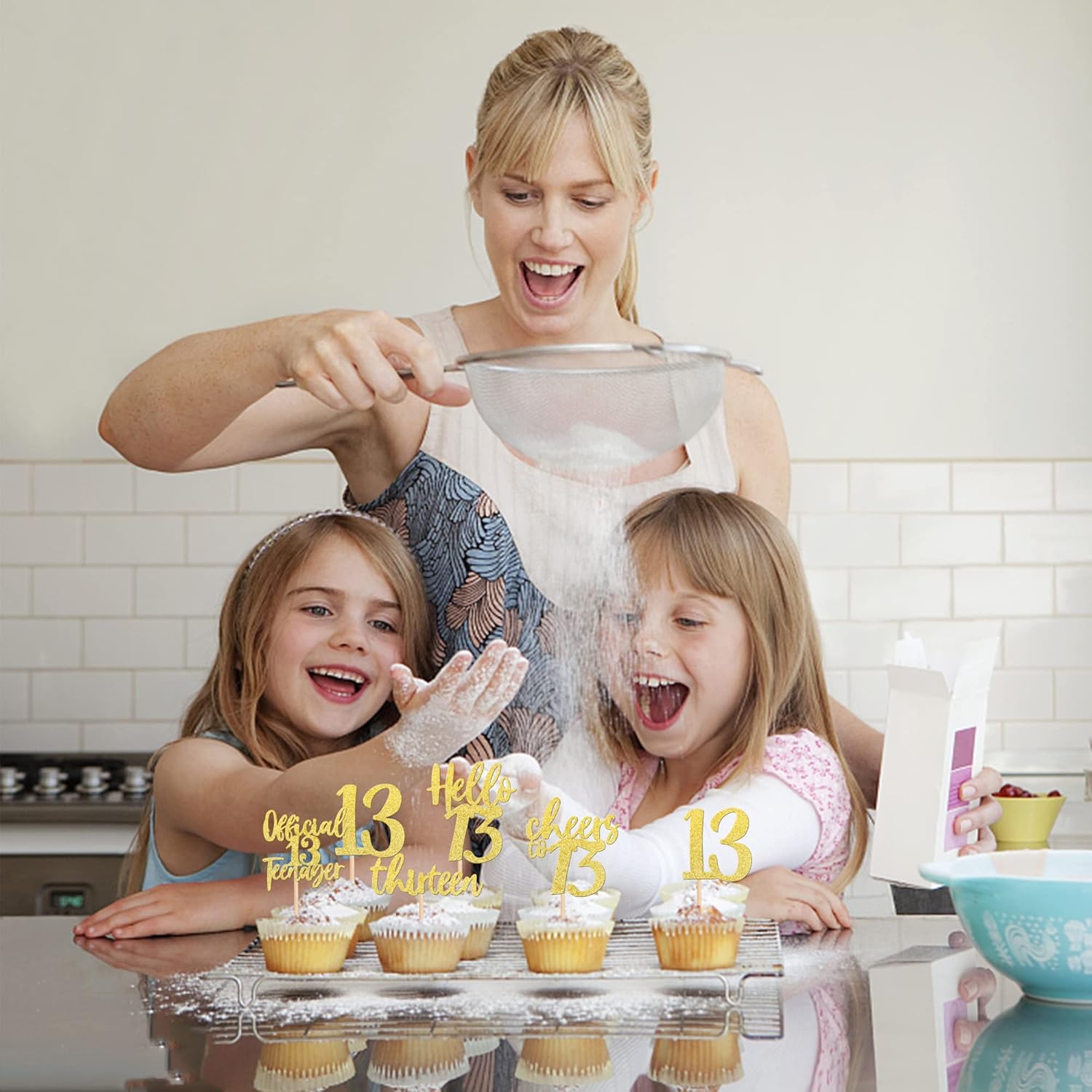 30 piezas de decoración para cupcakes de feliz cumpleaños 13 con purpurina Hello 13 oficiales para adolescentes, decoración de pasteles de trece