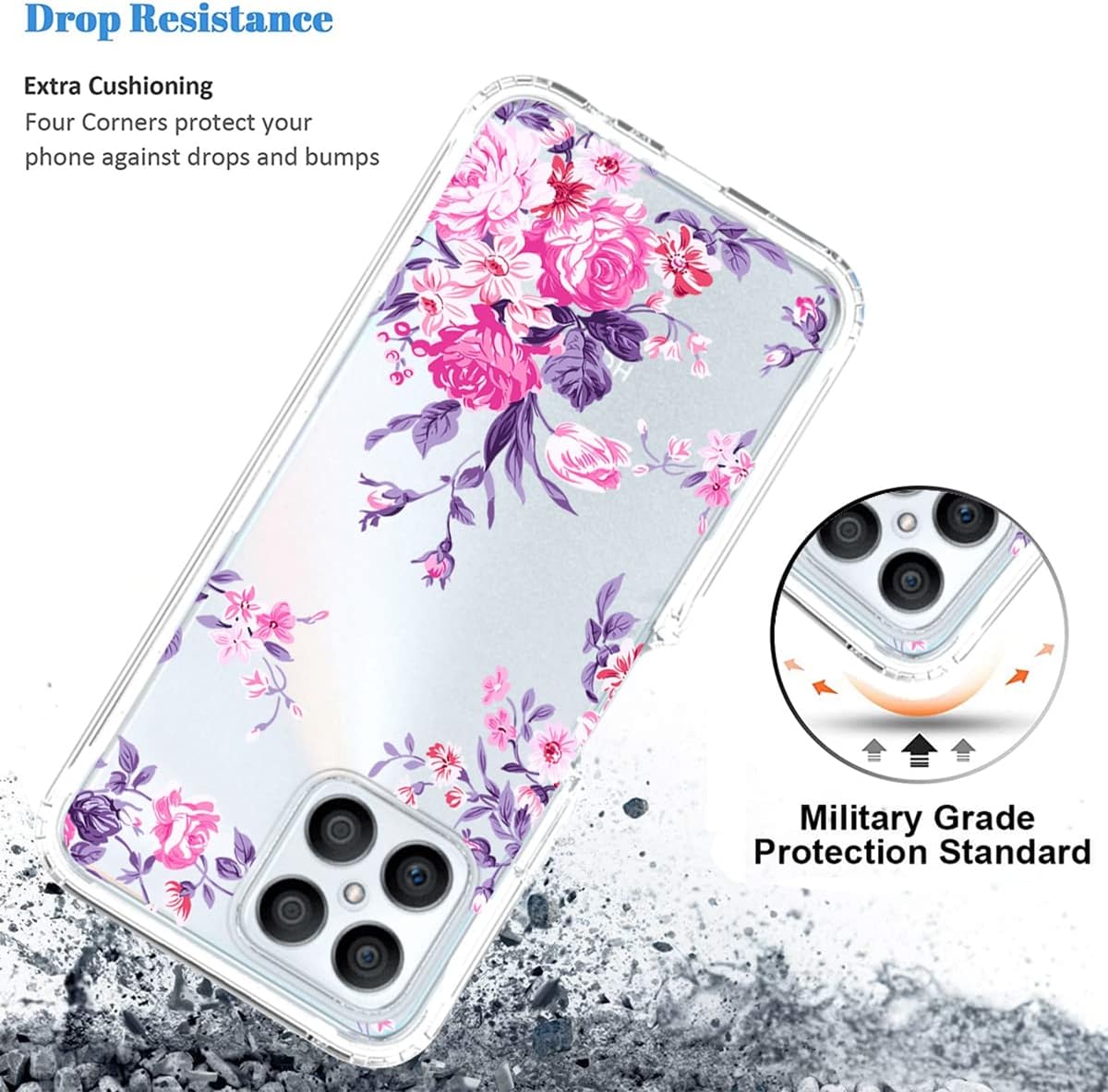 Vokuha Funda para Honor X8 (no compatible con X8 5G) TFY-LX1 TFY-LX2 con protector de pantalla de vidrio templado, funda protectora de TPU