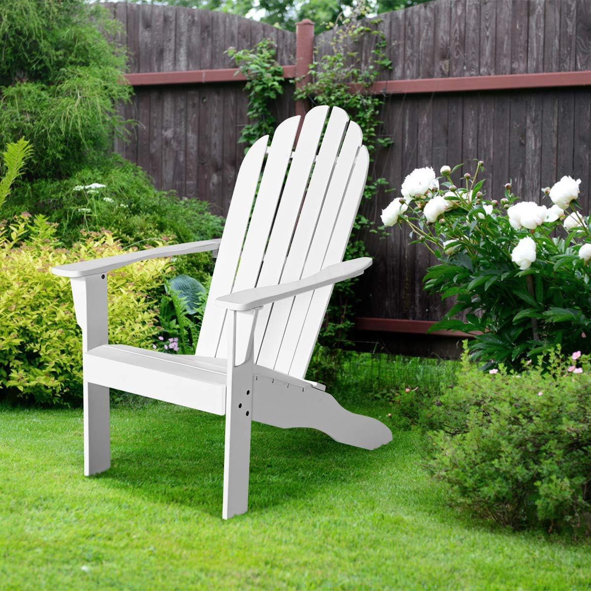 Giantex Adirondack – Silla de madera de acacia para exteriores con capacidad de peso de 350 libras, sillón resistente a la intemperie para patio,