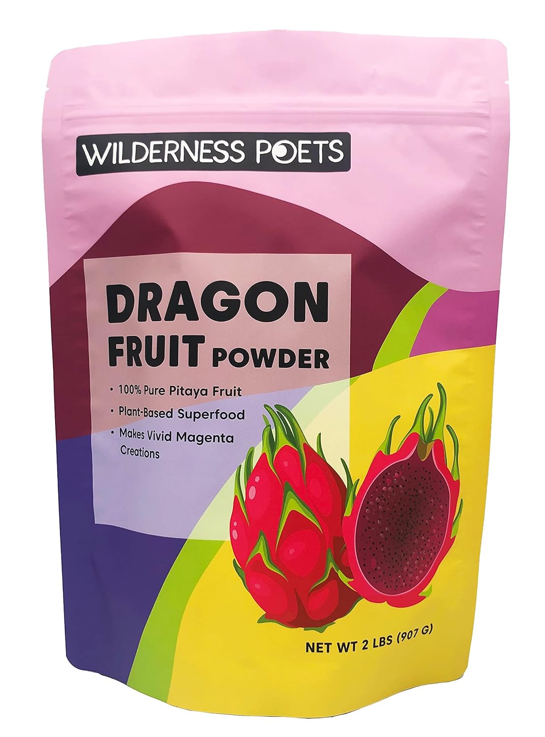 Wilderness Poets Polvo de fruta de dragón liofilizado – Pitahaya rosa (32 onzas)