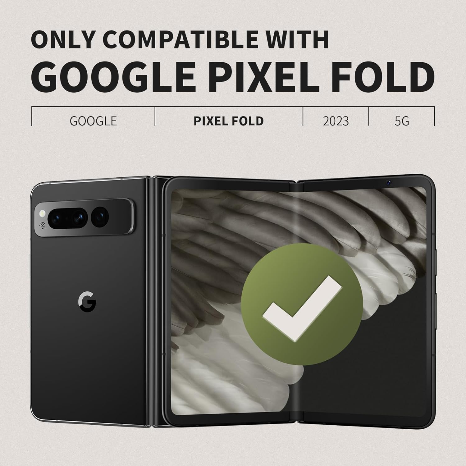 Tongate Funda plegable para Google Pixel (2023), protector de pantalla integrado protección de bisagra Funda resistente de grado militar de doble