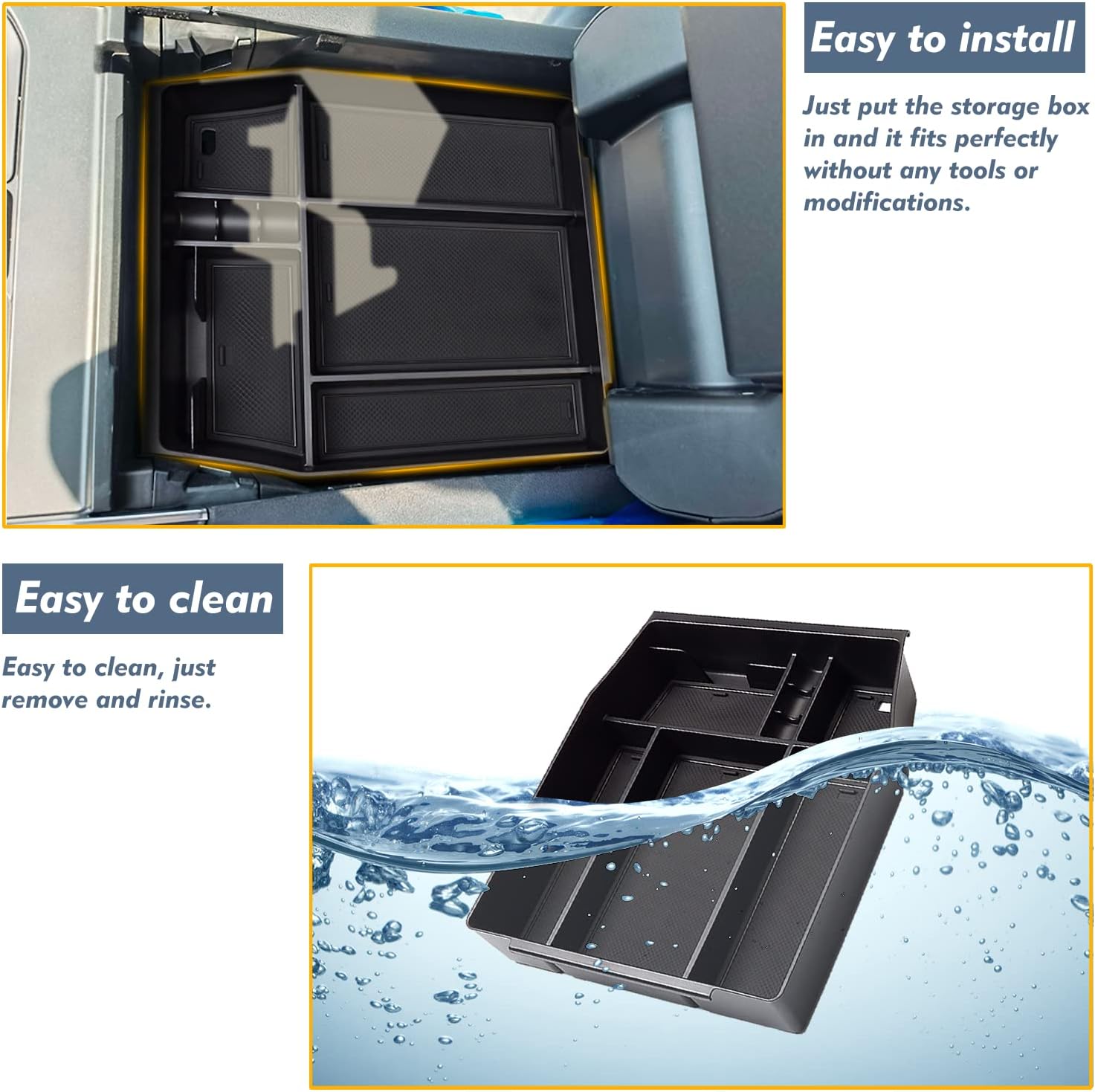 EUEKY Bandeja organizadora de consola central F150 2024 2023 2022 2021, caja de almacenamiento, compatible con apoyabrazos Raptor Center 2015-2024,