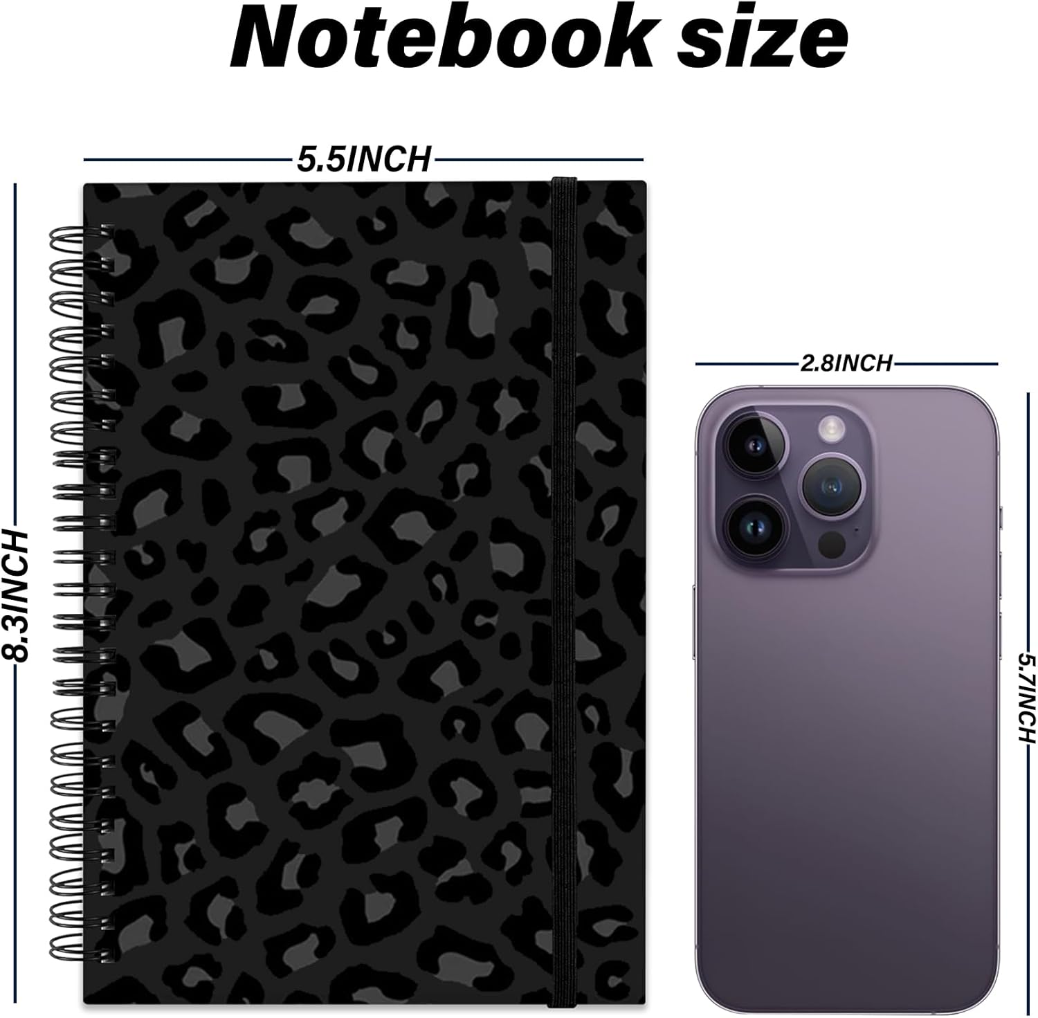 Deokke Cuaderno de espiral, diario de tapa dura, cuaderno espiral con rayas anchas, A5 de 5.5 x 8.3 pulgadas, papel grueso de 80 GSM, 60 hojas y 120