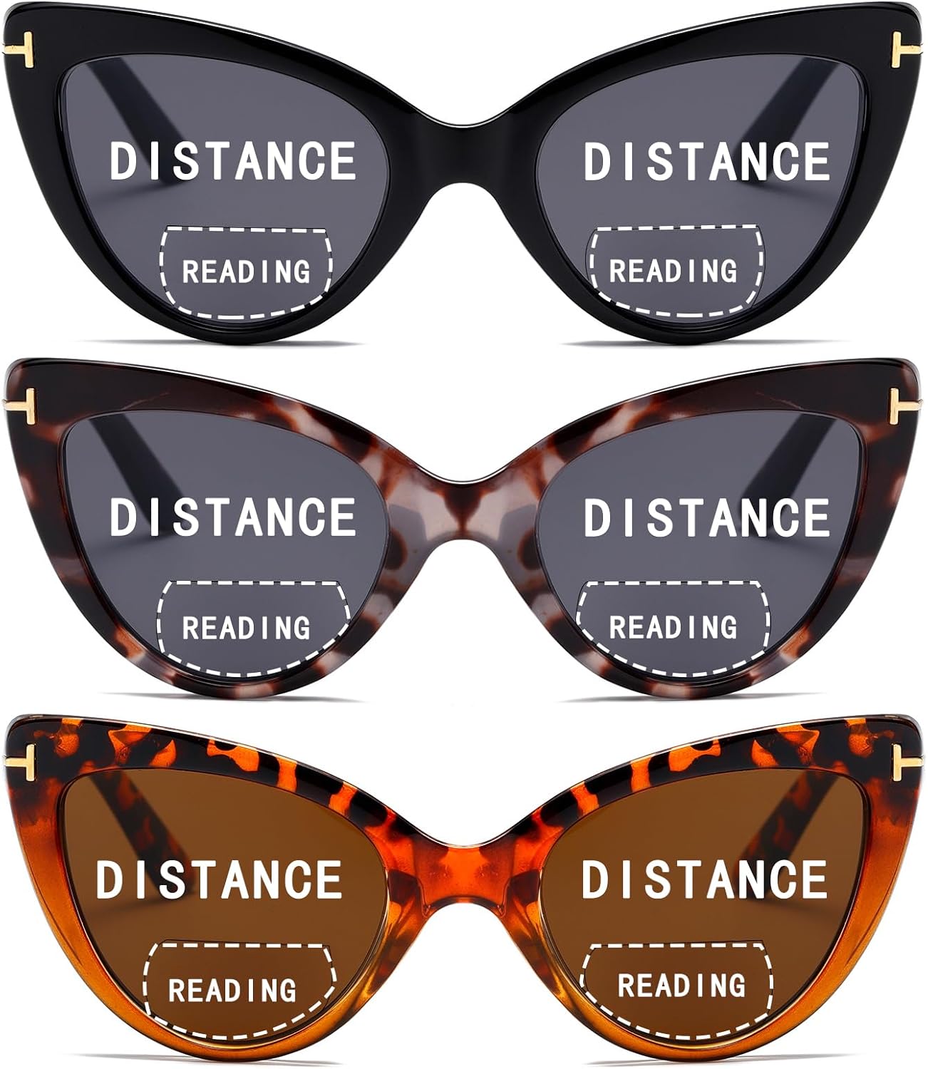 MMOWW Gafas de sol bifocales de lectura para mujer, paquete de 3 lentes de lectura para exteriores
