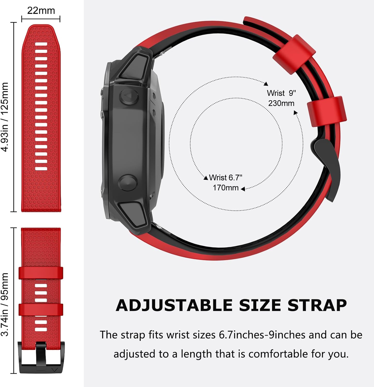 Compatible con Garmin Fenix 7 Band, correa de silicona deportiva de 0.866 pulgadas de fácil ajuste para reloj inteligente Fenix 5Fenix 5 PlusFenix