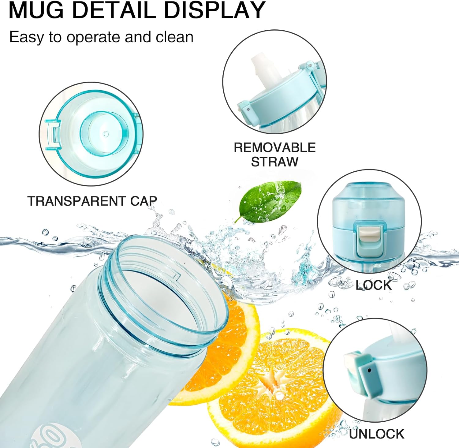Botella de agua de aire Tritan de 22.0 fl oz, juego de botellas para beber con cápsulas de sabor perfumadas para saborizar 0 azúcar, 0 calorías