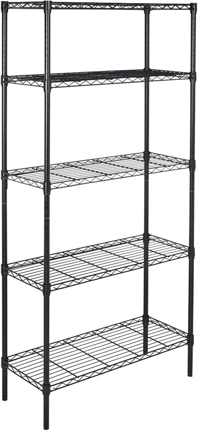 Estantería de alambre de 5 niveles, estantes ajustables, estante de almacenamiento de metal para lavandería, baño, cocina, despensa, organización de