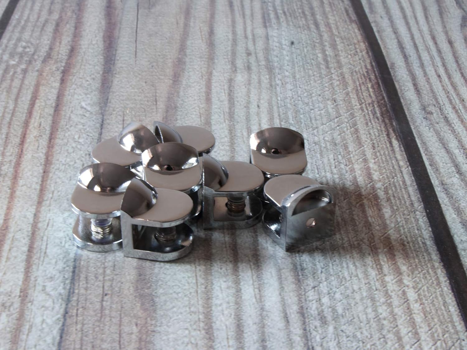 Soportes de estante ajustables montados en la pared, clips de metal, soporte cromado para madera acrílica de vidrio de 0.236-0.394 in (juego de 8)