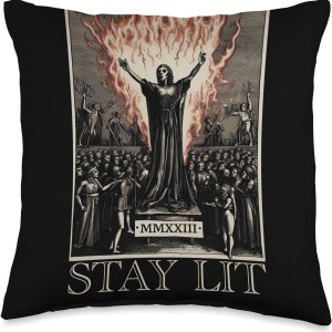 Baphomet Occult Unholy Satanic Gifts 666 Stay Lit Witch – Almohada de 16 x 16 pulgadas, multicolor Baphomet Occult Unholy Satanic Gifts 666 Stay Lit Witch – Almohada de 16 x 16 pulgadas, multicolor