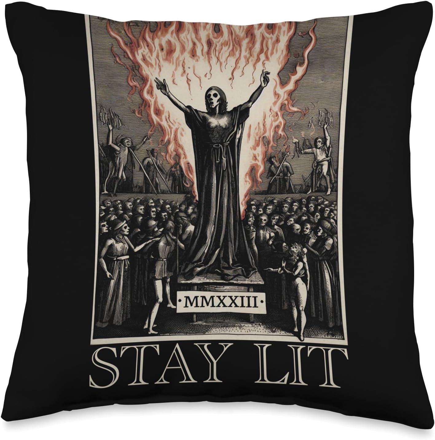 Baphomet Occult Unholy Satanic Gifts 666 Stay Lit Witch – Almohada de 16 x 16 pulgadas, multicolor