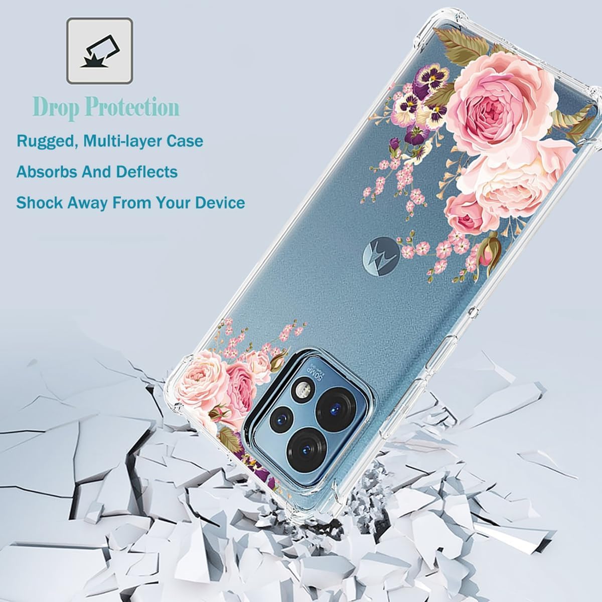 Ueokeird Funda de teléfono para Motorola Edge Plus 2023Moto X40Moto X40 Pro XT2301-5, funda protectora delgada a prueba de golpes con patrón floral