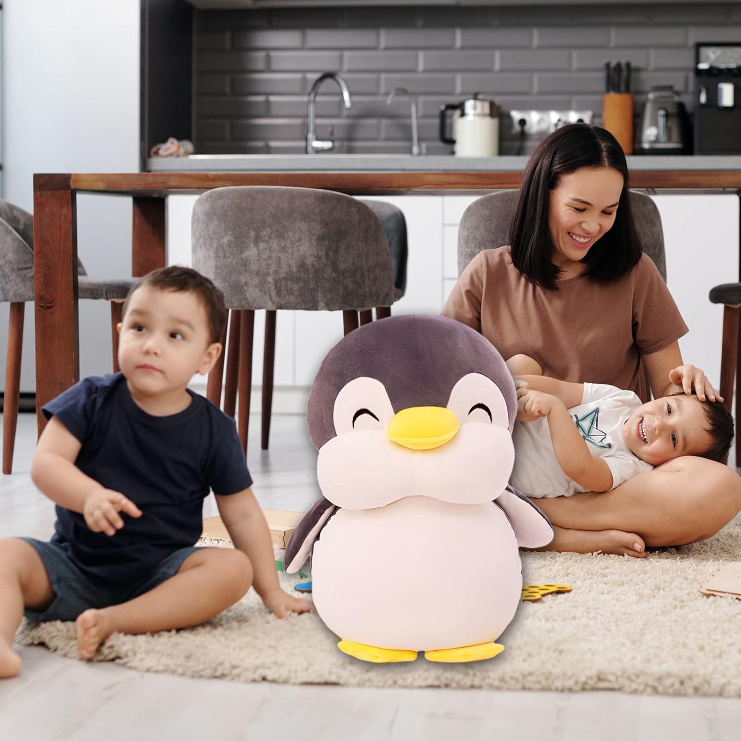 Peluche de pingüino, juguete de peluche suave, regalo para niños, niñas, niños, novia, día de San Valentín, almohada (gris, 19.6 pulgadas)