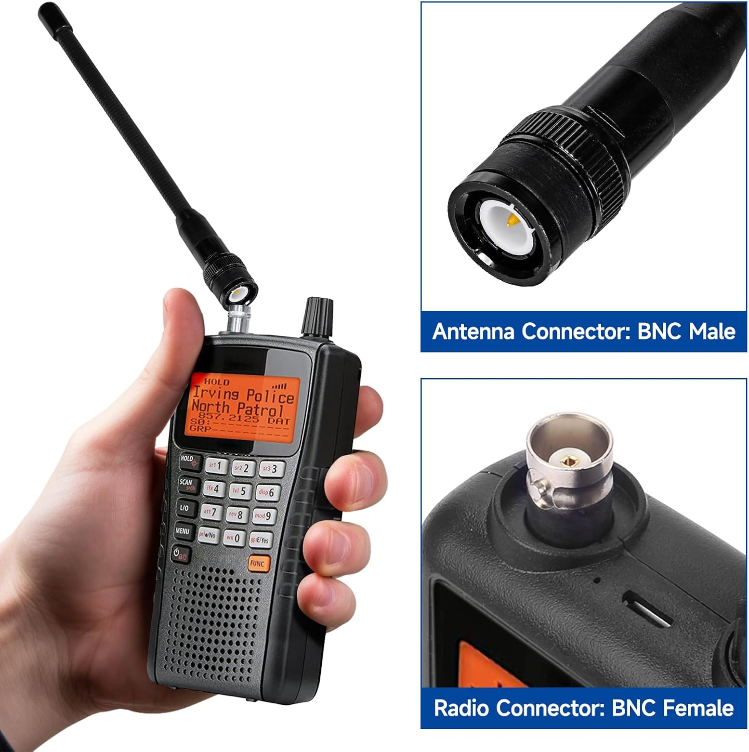 Eightwood BNC – Antena de escáner de mano, paquete de 2 unidades de doble banda 144430 MHz VHF UHF Antena de radio aficionado flexible de 6 pulgadas