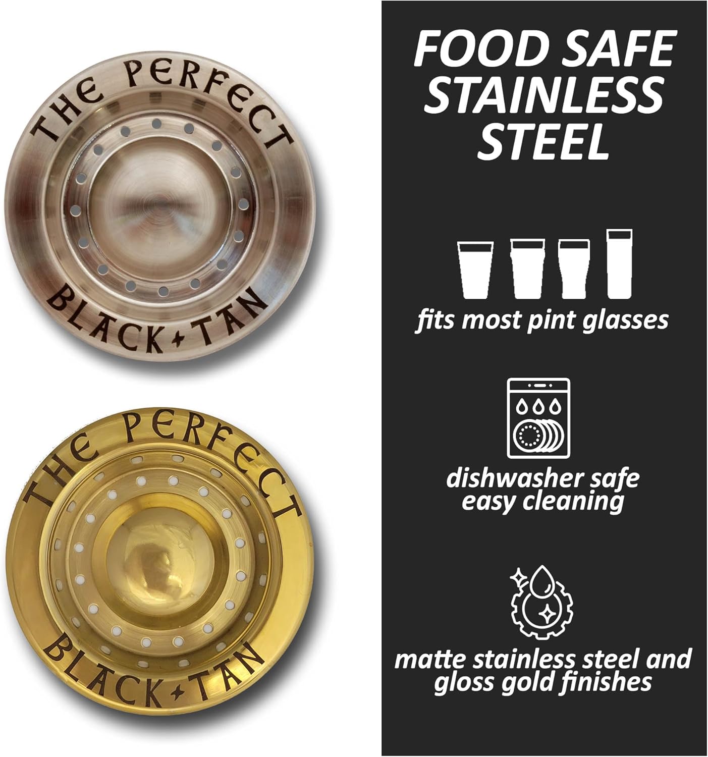 La herramienta perfecta de capas de cerveza negra y tostada – Accesorio de camarero para cócteles de cerveza en capas (acero inoxidable PVD dorado)