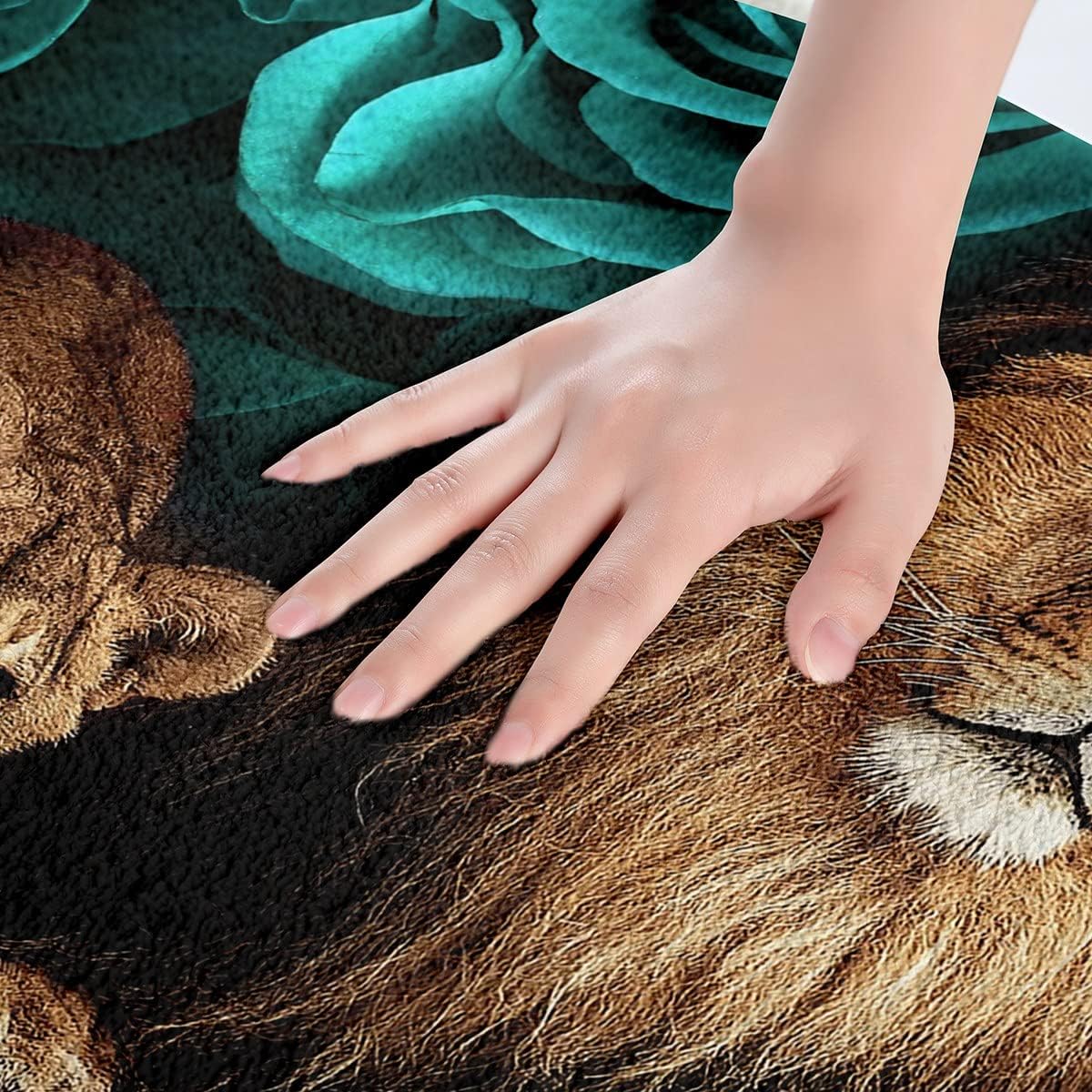 Erosebridal Alfombra de baño turquesa y rosa verde azulado para mujeres y hombres, felpudos de animales salvajes, felpudos de piel de gato grande,