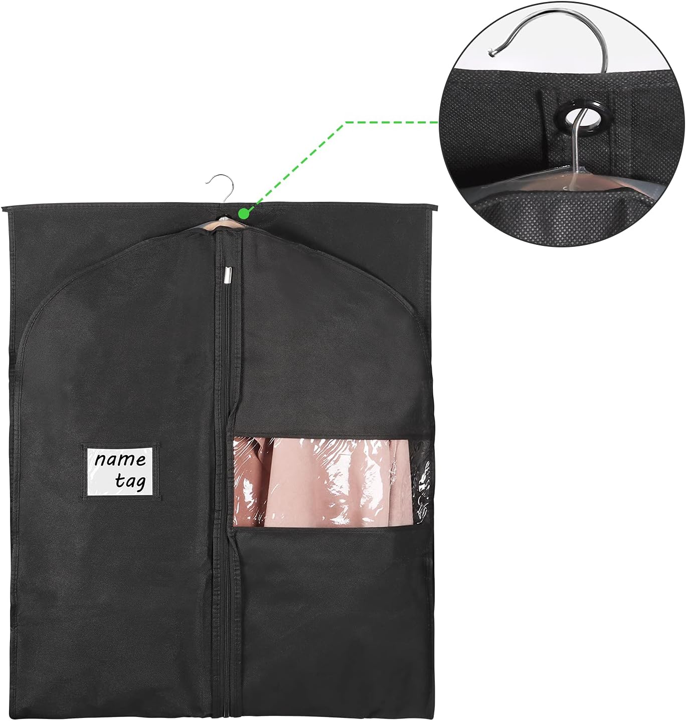 KEEGH Bolsas de ropa para colgar ropa de 60 pulgadas (juego de 6) bolsas de vestir para vestidos, bolsas de vestir largas para almacenamiento en