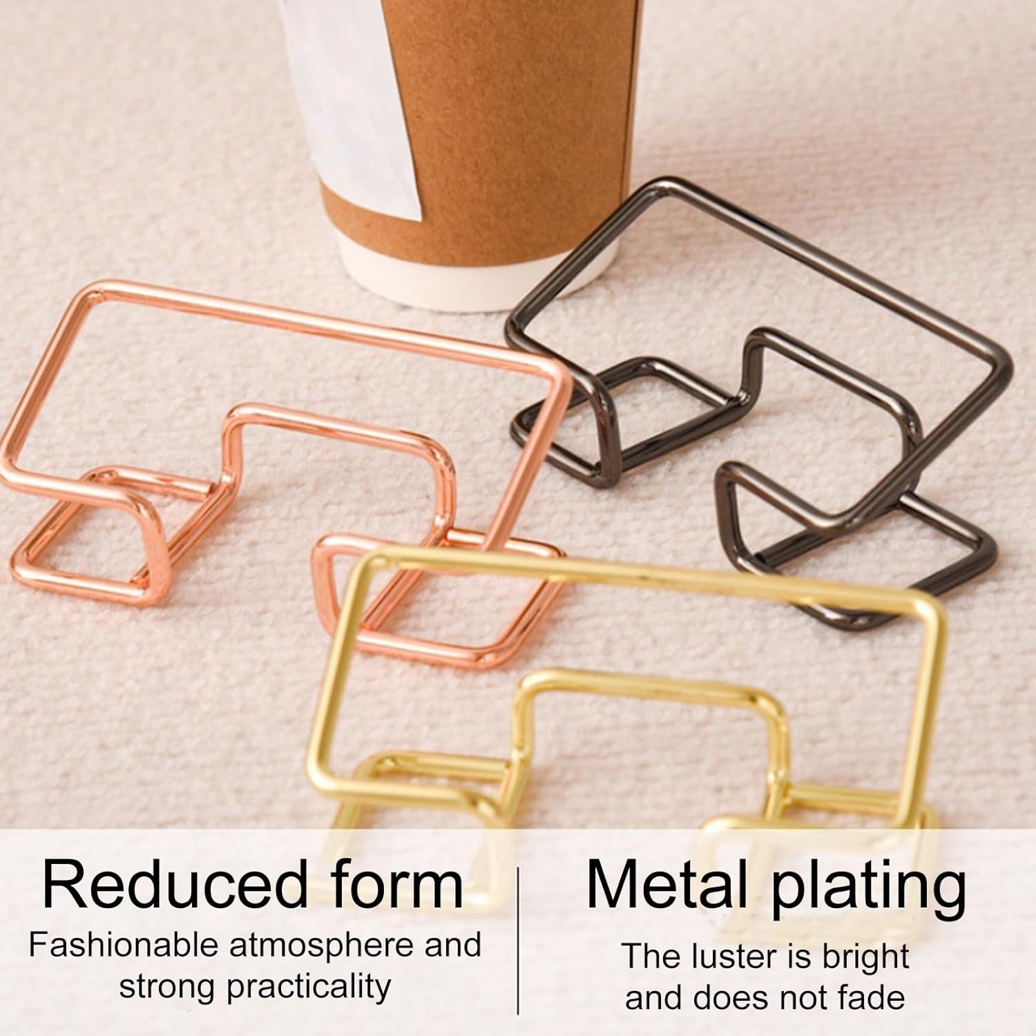 PERZOE Tarjetero para escritorio, 2 tarjetas de visita de metal moderno con capacidad para 50 tarjetas, soporte para tarjetas de visita elegante de