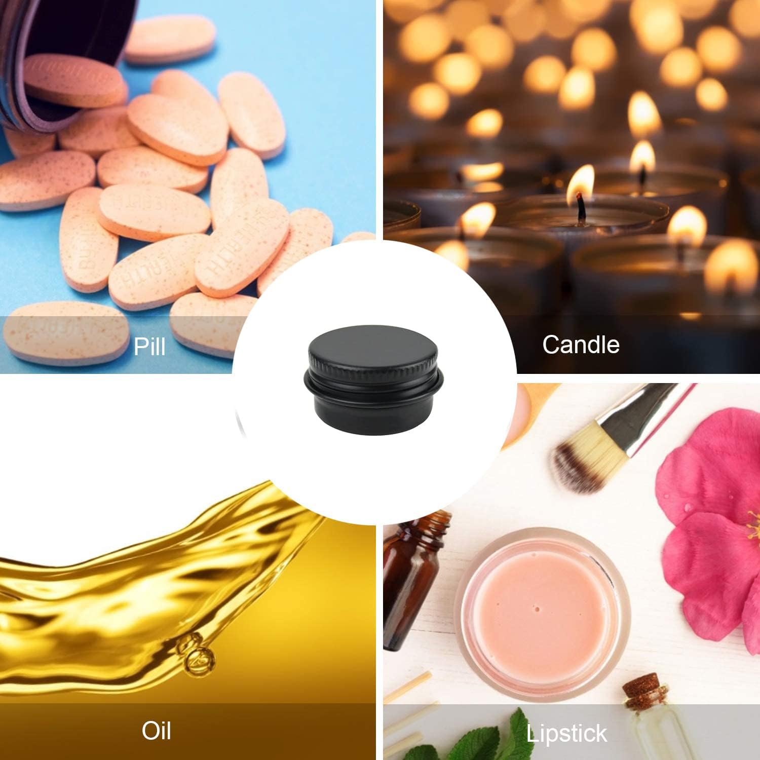 Latas redondas vacías de aluminio de metal de 0.18 oz0.2 fl oz, recipientes sellados para bálsamo labial, cosméticos, velas, salvamento, maquillaje,