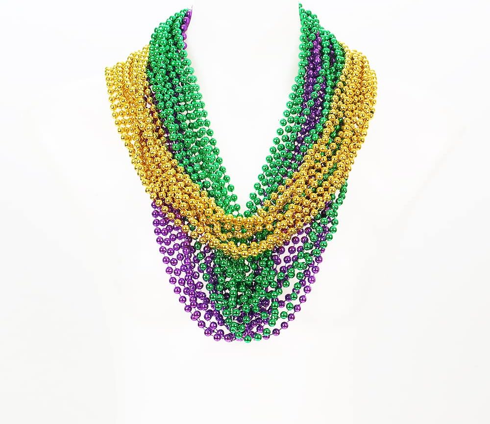 POHU 30 piezas de collar de cuentas de Mardi Gras  33 pulgadas (aproximadamente 33.0in) decoraciones de fiesta  vestidos a granel, flotadores,