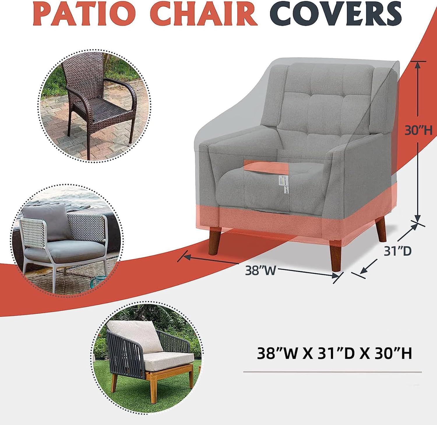 Simpelg Fundas impermeables para sillas de patio para muebles de exterior, fundas para sillas de exterior para muebles de patio, fundas de asiento