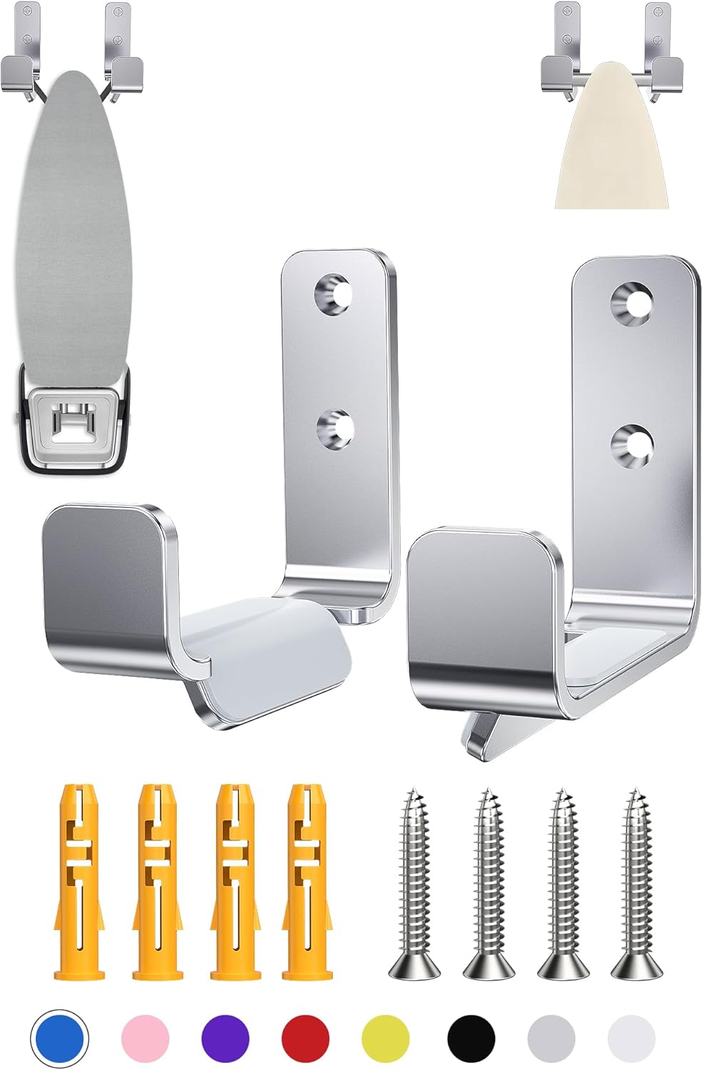Soporte para tabla de planchar para montaje en pared, acero inoxidable 304, pata en T para tabla de planchar ajustable a distancia, gancho de
