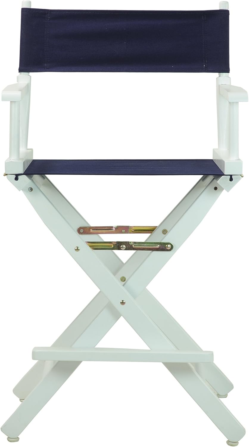 Casual Home – Silla de director de 24.0in, marco blanco con lona azul marino, altura de mostrador