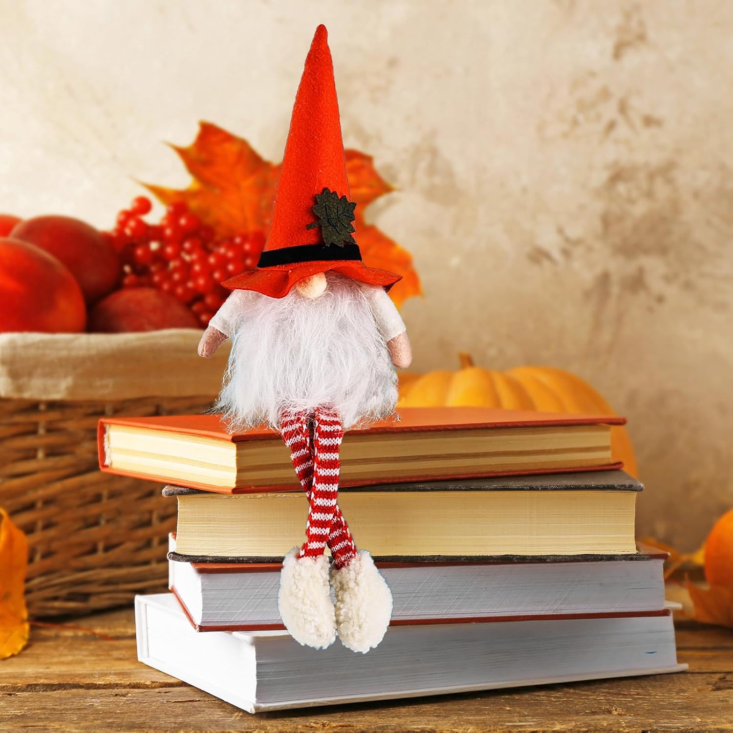 Fall Gnomes – Indoor Fall Thanksgiving Decorations for Home – Small Plush Gnomes with Legs Set of 2