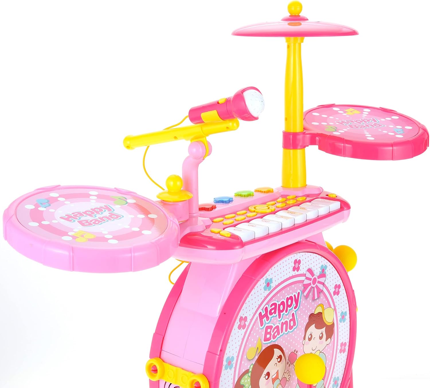 PowerTRC Juego de teclado y batería 2 en 1 de lujo para niños  El juego de instrumentos musicales para niños viene con juego de batería, piano y