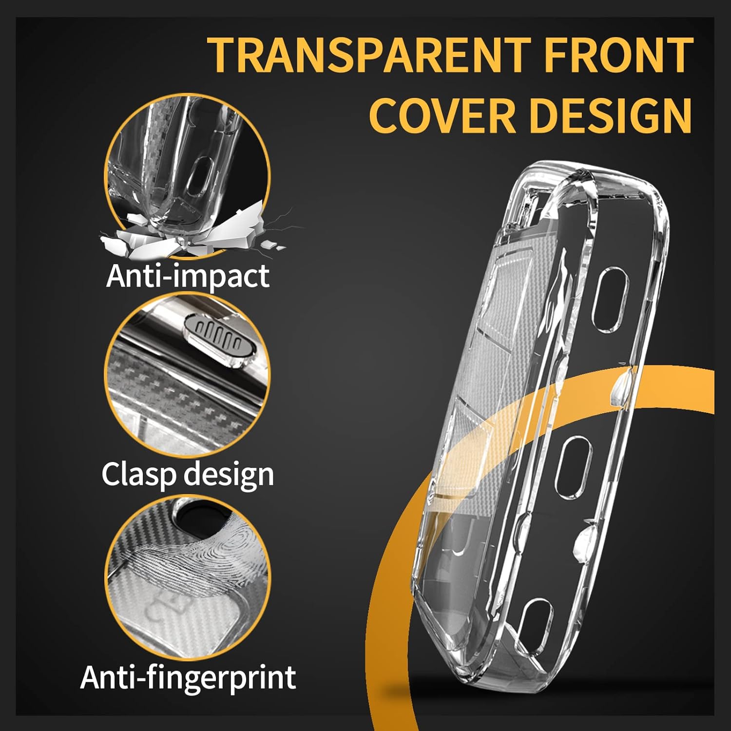 TANGSEN Funda para llavero de TPU compatible con VW Atlas Golf ALLTRACK Jetta Passat TIGUAN, textura de fibra de carbono transparente, carcasa