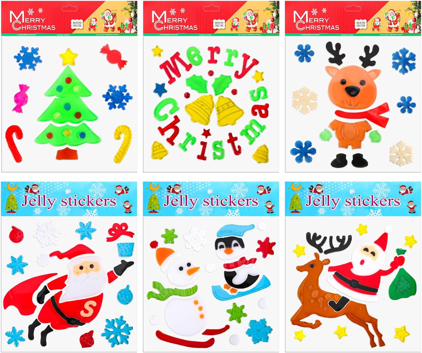 Calcomanías de gel grueso para ventana de niños, para niños, para niños y adultos, para aula, hogar, guardería, avión, fiesta de cumpleaños (Navidad