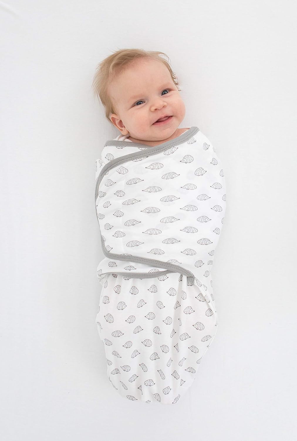 SwaddleDesigns Manta para envolver con envoltura ajustable, juego de 3, pequeño erizo, color negro