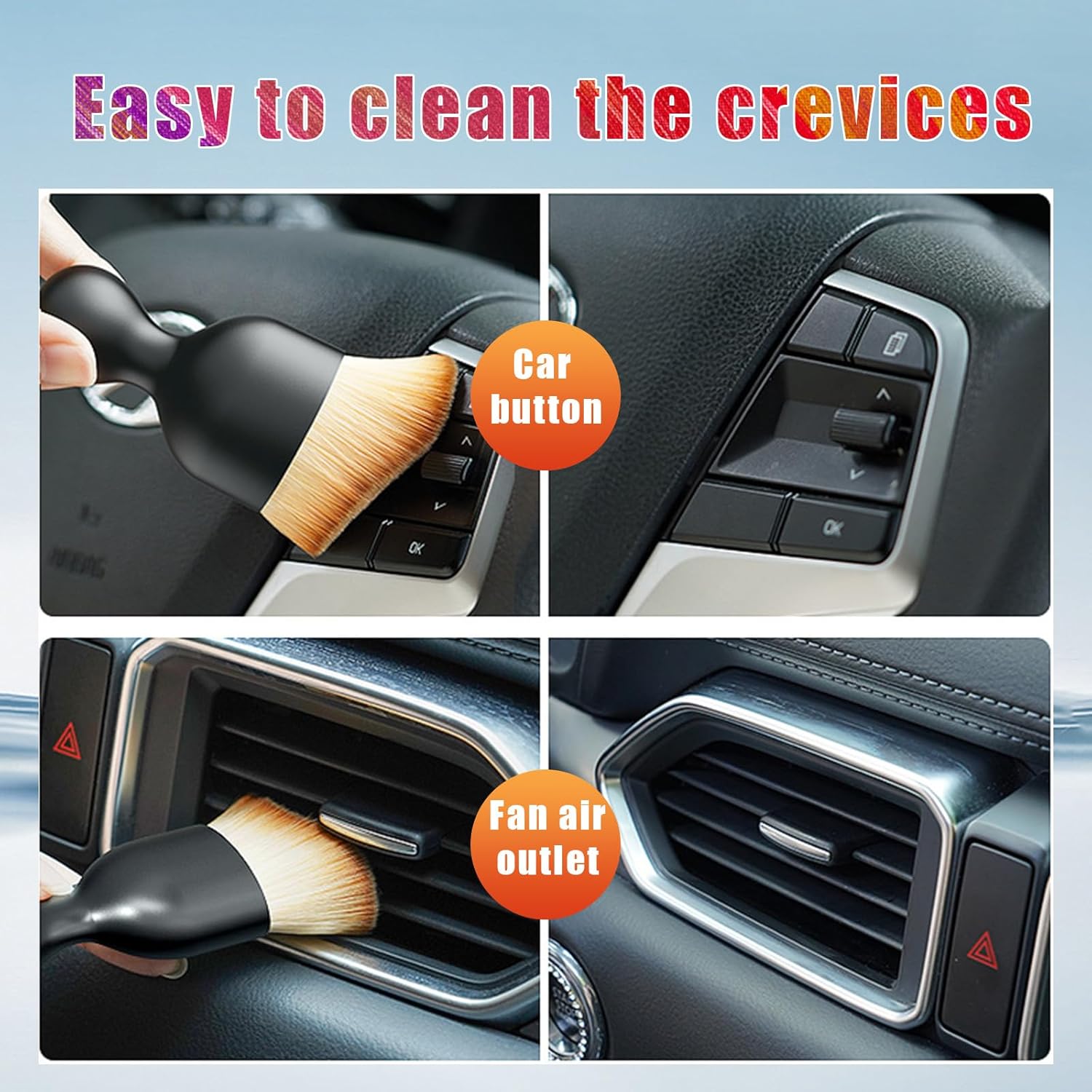 ZKFAR 2 cepillos de polvo para interiores de automóvil, cerdas suaves, herramienta de limpieza universal para limpiar el polvo, cepillo universal de