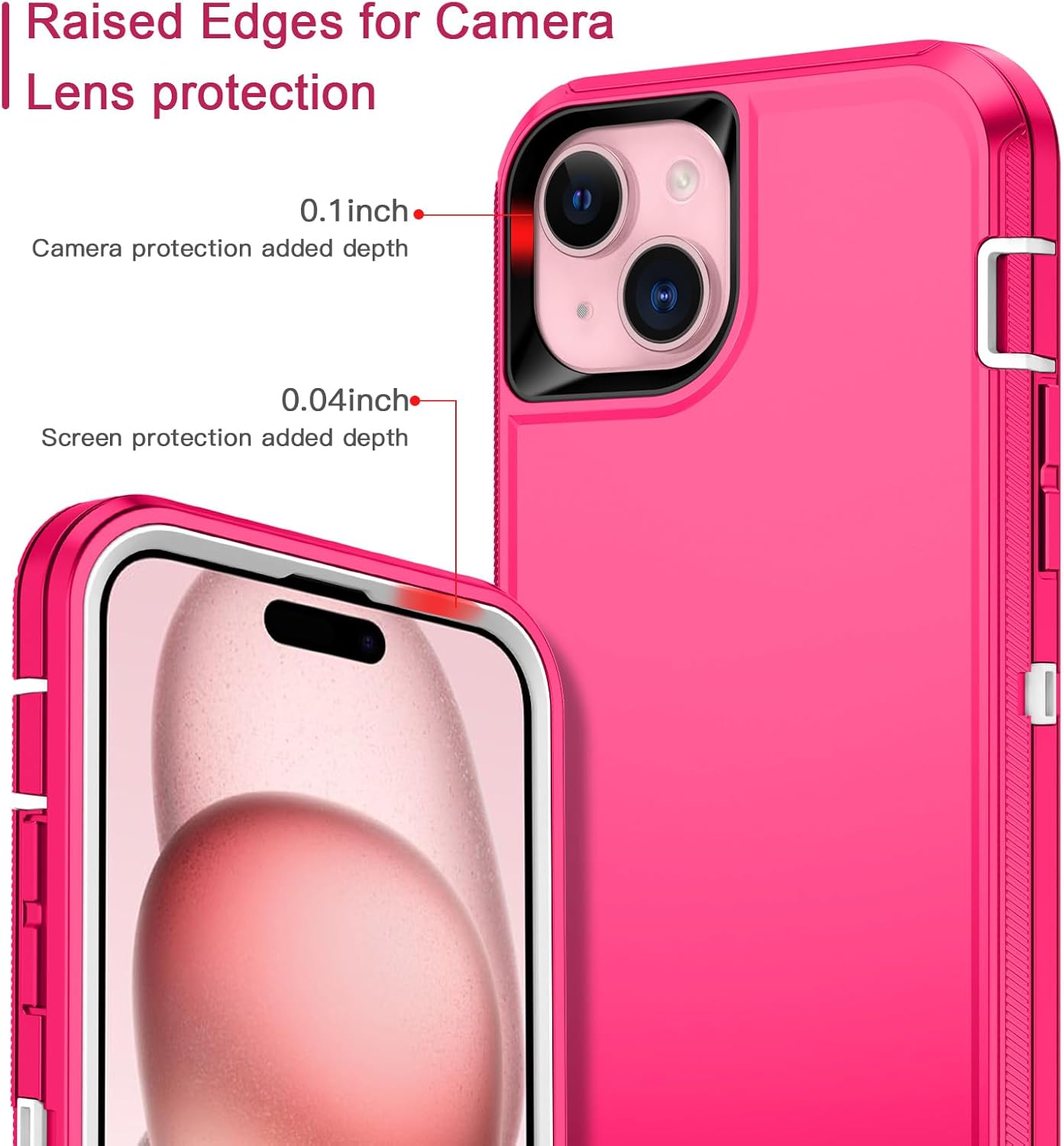 I-HONVA Funda para iPhone 15 Plus a prueba de golpes, a prueba de polvo y caídas, 3 capas de protección de cuerpo completo sin protector de