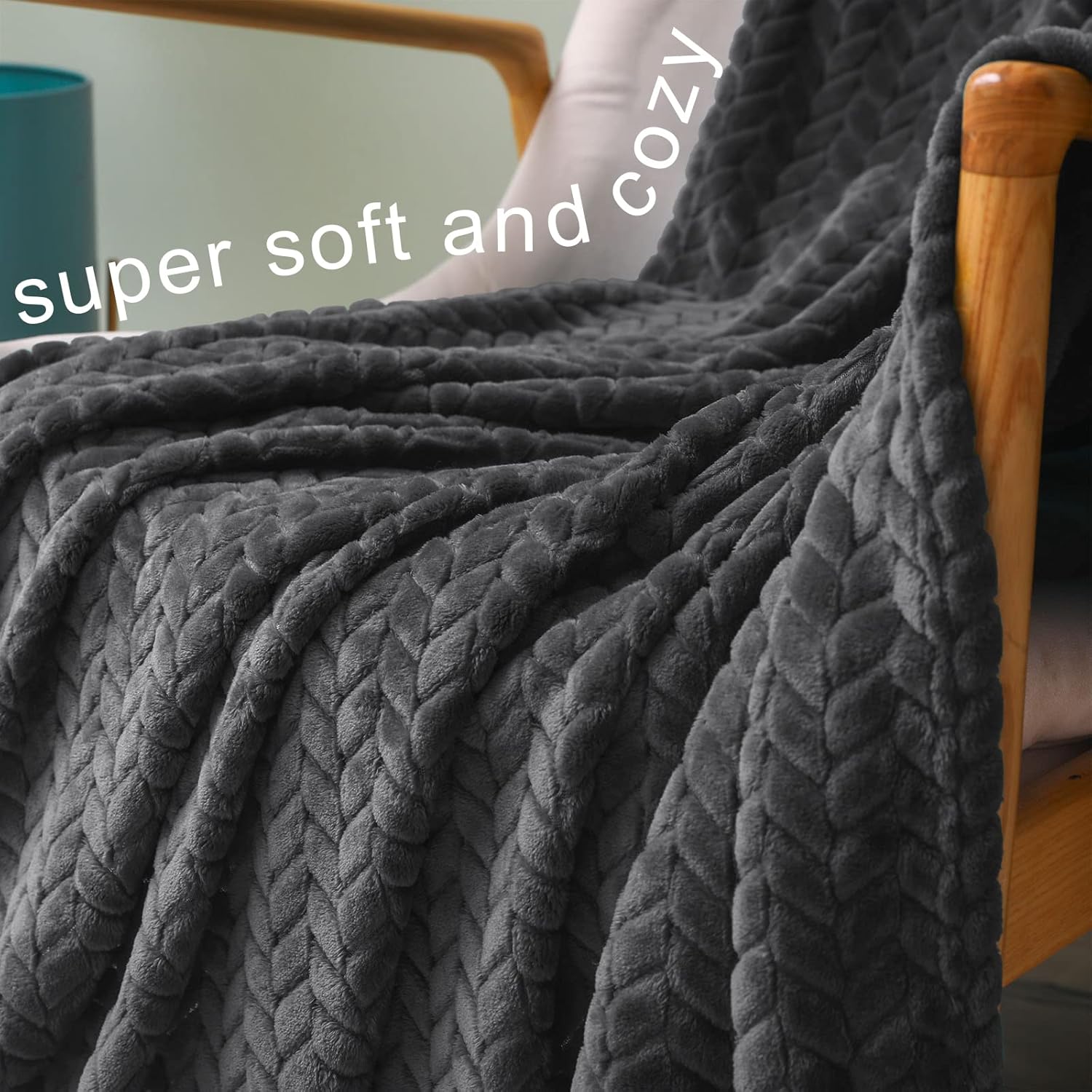 Exclusivo Mezcla – Manta de franela grande de 50 x 70 pulgadas, tejido jacquard con diseño de hojas, suave, ligera y decorativa