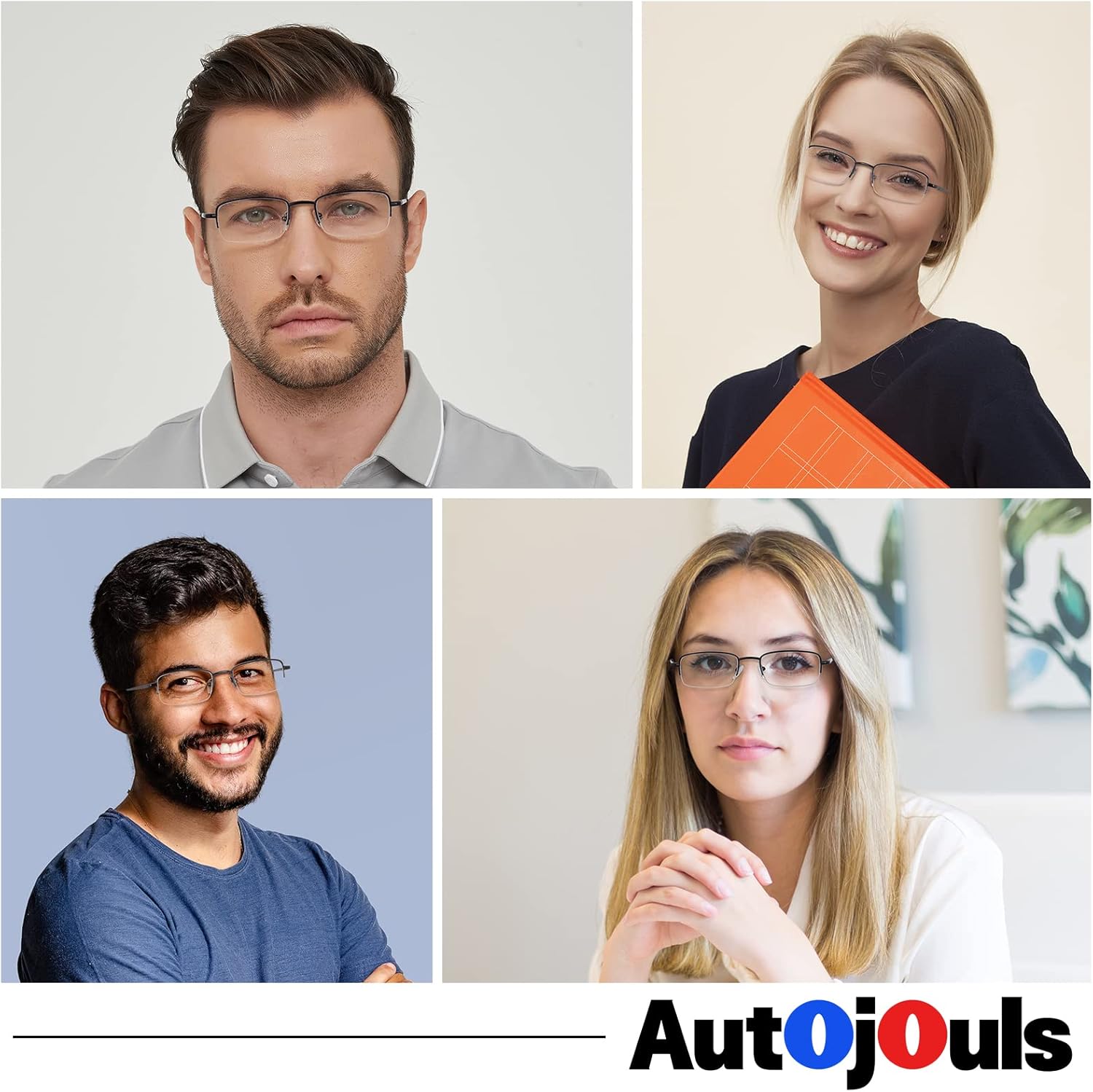 Autojouls Lentes de lectura para hombres y mujeres, muy ligeros, con bisagra de resorte, lentes transparentes, gases para computadora