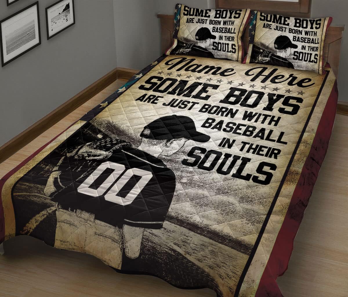 OhaPrints Juego de ropa de cama y fundas de almohada, tamaño King, Queen, tamaño matrimonial, diseño de béisbol en sus almas con el número de nombre