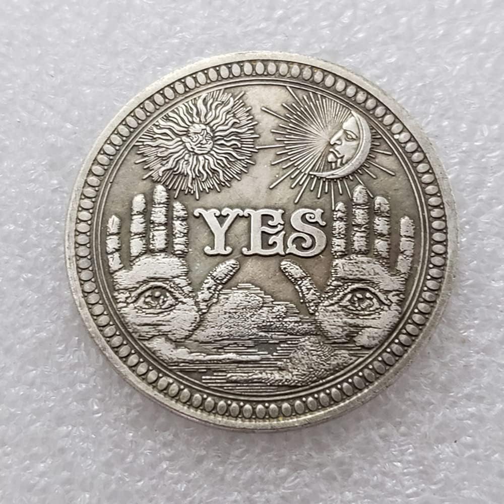 Yes or No Challenge Coin Decision Maker Lucky Coin Antique Silver
