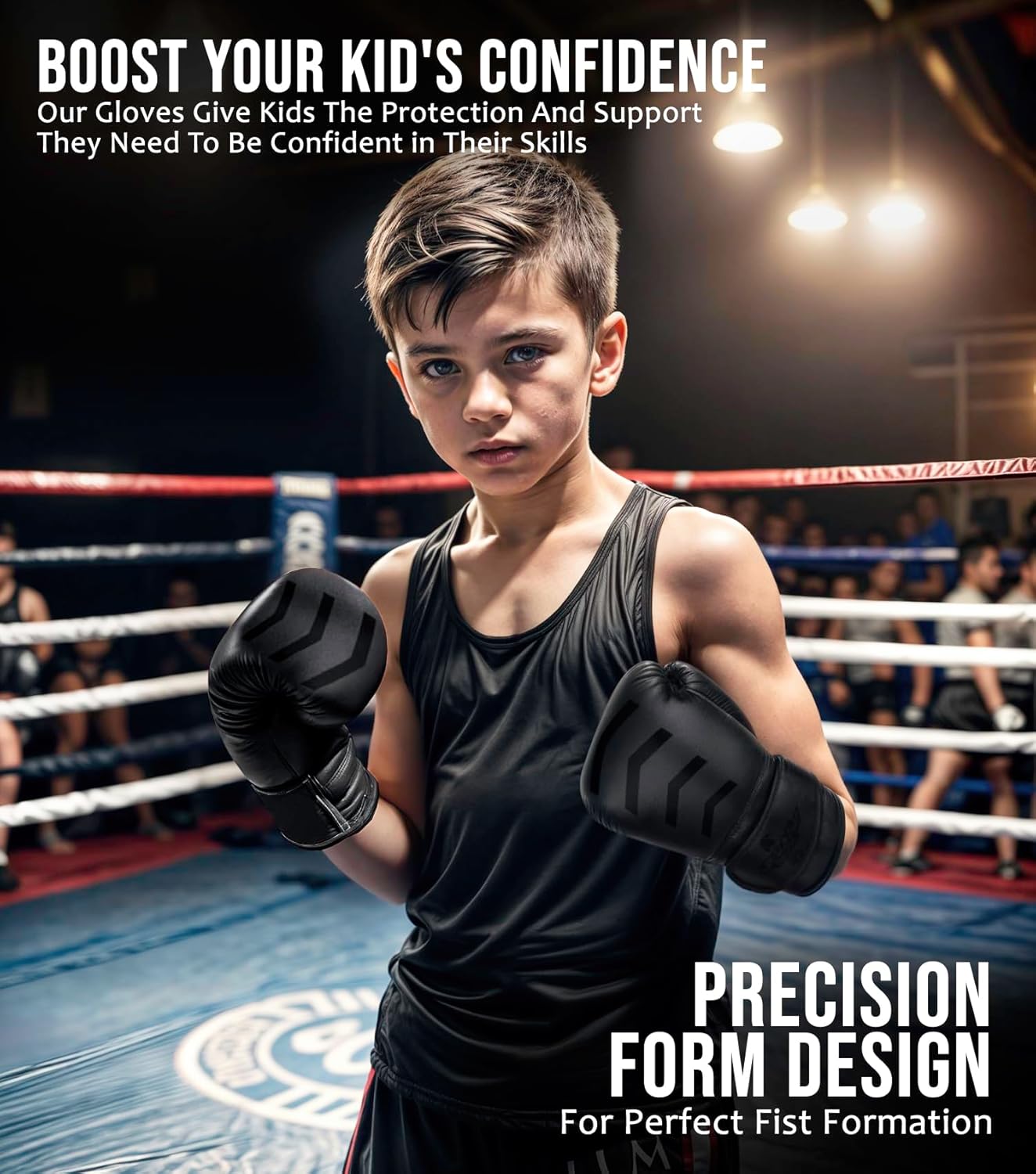 Exxact Sports Knockout – Guantes de boxeo juveniles para niños, guantes de boxeo de cuero duradero con protección acolchada para artes marciales