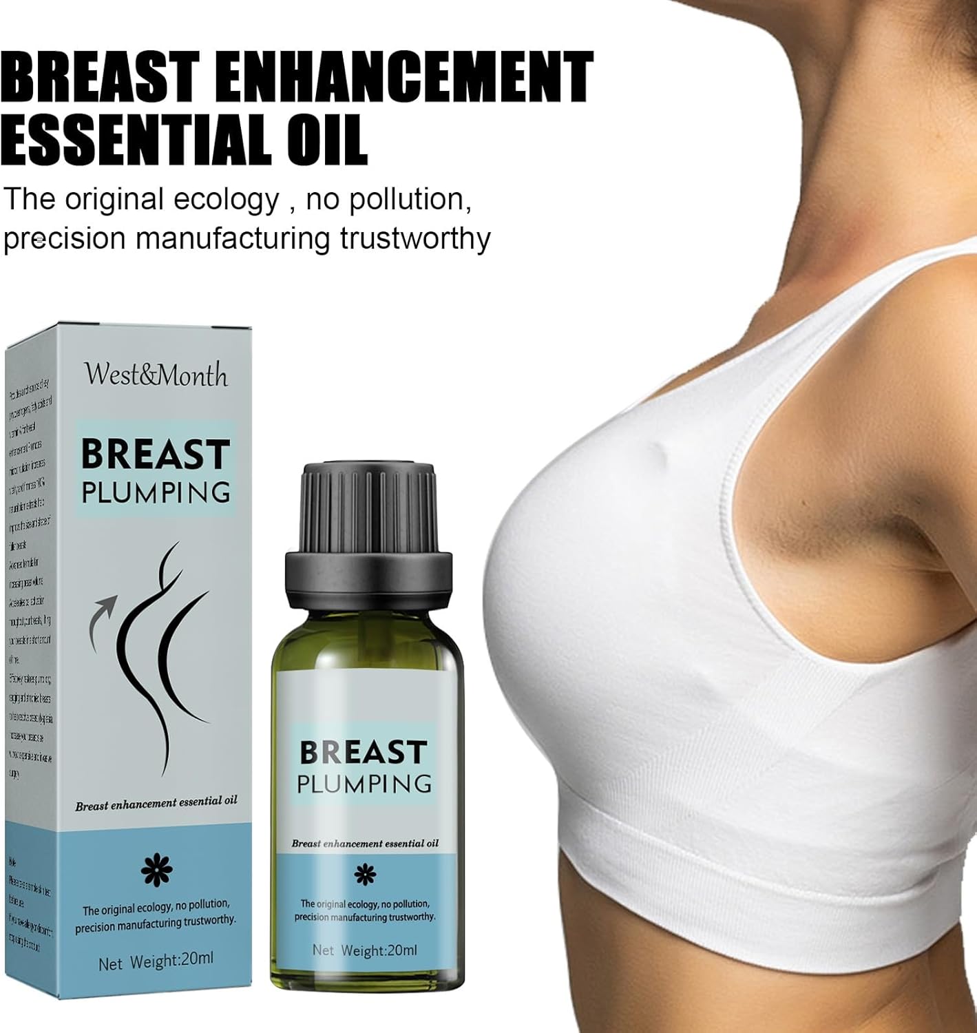 Aceite de masaje con extracto de Pueraria Mirifica para realzar los senos, levantamiento natural de senos y agrandamiento de senos, reafirmante y